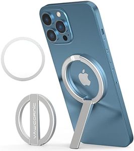 VAWcornic Cell Phone Ring Holder Phone Grip, 360 X 120 Degree Rotation Ultra Thin Finger Ring Kickstand for Magnetic Car Mount Compatible with Cellphone, Tablet, Kindle, Switch Lite and More - Silver (Silver - Include 4 Sticky Buckle)