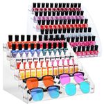 2 Pack Nail Polish Holder Organizer, 7 Tiers Clear Acrylic Nail Polish Tray Display Case for Ink Gel Nail Polish Essential Oil and Paint Bottles - Hold up to 70 Bottles