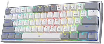 Redragon K617 Fizz 60% Wired RGB Gaming Keyboard, 61 Keys Compact Mechanical Keyboard w/White and Grey Color Keycaps, Linear Red Switch, Pro Driver/Software Supported