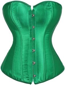 Zhitunemi Women's Bustier Corset Top Sexy Lingerie Sets Black Satin Waist Cincher, Green, X-Small