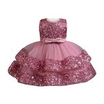 Miipat Baby Girl Dress Tulle Sequin Sleeveless Princess Toddler Girl Party Dresses Formal Flower Girls Birthday Wedding Dress BeanPaste 100 2-3 Years