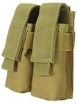 YONCONO Tactical Double Pistol Mag Pouch, Multi-tool Organizer Holder Flashlight Bag, Military Molle Magazine Ammo Pouch for 1911 Glock 9mm (Tan)