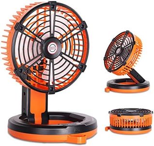 RUNTOP Camping Fan with LED Lantern, Portable Desk Fan 7 Inch Battery Operated Fan, Personal USB Fan Foldable, Hook and 3 Speeds Wind, Quiet Rechargeable Small Table Fans For Office Travel Tent