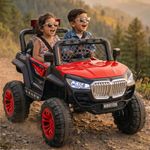 Toyzone Buster Electric Jeep (Red) | 12V Rechargeable Ride on with 8Ah Battery | Music Player with BT, USB & AUX | Smooth Acceleration | 6M Battery Warranty | Age 3-12 Years, Upto 50 kg