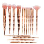 Tenmon 15pcs Unicorn Shiny Gold Makeup Brush Set Professional Foundation Powder Cream Blush Brush Kits (Rose Gold)