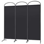 Angel Living Paravent 3 Panels Room Divider Protective Screen Wall Room Partition for Offices, Balcony, Bedroom, Outdoor Garden 168 x 182 cm Black