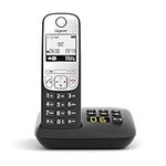 Gigaset A690A Easy to use Cordless DECT Home Telephone with Answering Machine, Speakerphone,Nuisance call block, home office. Single Handset, Silver/Black (Single)