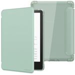 MoKo Case for 6.8" Kindle Paperwhite 11th Generation 2021 & Kindle Paperwhite Signature Edition, Ultra Clear Soft Flexible Transparent TPU Back Cover Light Shell with Auto Wake/Sleep, Agave Green