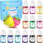 Food Colouring Gel - 12 Colours x 6g Food Colouring Set, Food Grade Food Dye, Concentrated Tasteless Cake Icing Colouring for Cake Decorations, Baking, Fondant, Frosting, Easter Eggs and DIY Crafts