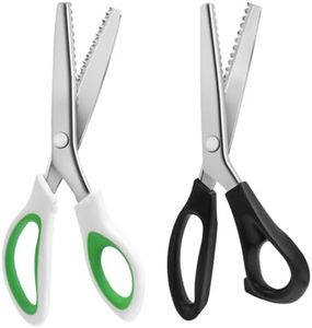 2 PCS Pinking Shears for Fabric Cutting, AIFUDA Craft Scissors Zig Zag Scissors Comfort Grip Scrapbook Scissors for Leather, Paper and Craft Supplies