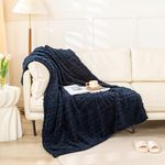 YUSOKI Sherpa Throw Blanket(Without Pillows)-3D Stylish Design Super Soft Cozy Blanket Thick Plush Fluffy Blankets for Teen Girls Women Couch Bed Sofa Chair Men Boys Gift(Navy,50"x65")