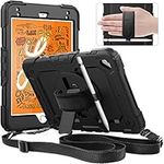 Timecity Case for iPad Mini 5 2019/ Mini 4 Case 2015, Full-Body Shockproof Protective Case with Screen Protector, 360° Rotating Stand, Hand and Shoulder Strap for iPad Mini 7.9 inch -Black