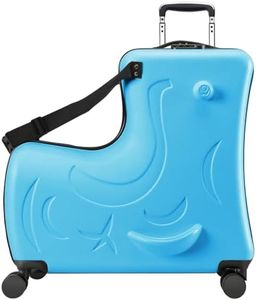 AO WEI LA OW Kids’ Storage & Ride-On Travel Organizer – Dual-Purpose Children’s Suitcase for Home & Travel, Checked size 25 Inch, Blue