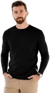 gyprprer Men’s 100% Merino Wool Base Layer Top – 15.5 Micron Ultrafine, 180g Lightweight Long Sleeve Shirt, Breathable Moisture Wicking Thermal Undershirt for Hiking Running Outdoor Blacks
