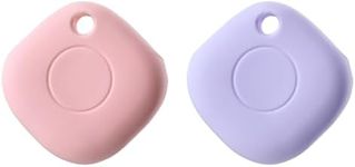 Silicone Case for Galaxy SmartTag with Keychain, 2 Pack Anti-Scratch Protective Cover with Carabiner (Pink/Purple)