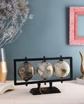 RIZIK STORE™ Educational World Globe with Heavy Metal ARC and Base/Home Decor/Political Globe/Office/Globes for Kids & Students (4" 3 ball black)