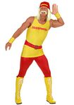 WWE Adult Hulk Hogan Costume for Men, Hulkamania Wrestling Attire, Professional Wrestler Halloween Outfit X-Large Yellow