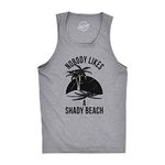 Crazy Dog Tshirts Mens Shady Beach Funny Cool Tees Sleeveless Gym Workout Novelty Fitness Tanktop Funny Workout Shirt for Men Fitness Tank Top for Men Funny Summer Tank Top Light Grey XL