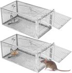 2-Pack Humane Rat Traps, Live Mouse Rat Cage Traps Catch and Release for Indoor Outdoor, Small Animals Traps, Easy to use,(10.6"x 5.5"x 4.5")