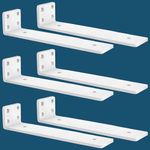 MLOQI 6 Pack Scaffold Board Shelf Brackets Heavy Duty, White Floating Shelf Bracket, 5mm Thick Wall Brackets for Shelves up to 50 KG (White 30cm)