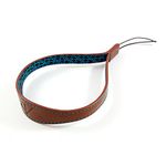 4V Design Tuscany Medium Handmade Leather Wrist Strap for Compact Cameras, Brown/Cyan (1MS01SVV2330)