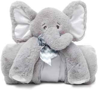 Bearington Baby Lil' Spout Cuddle Me Sleeper, Gray Elephant Large Size Security Blanket, 28.5" x 28.5"