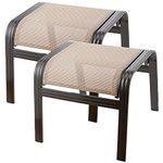 Deguifei Outdoor Patio Footstools Aluminum Outdoor Ottomans Footrest Small Seating Wicker Furniture Patio Ottoman 2 Pieces Brown