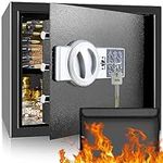 Micsci Safe Home Safe Box with Fireproof Money Bag, Key and Keypad Lock, Lock Box, Money Box, Digital Keypad Safe Box, Protect Cash Jewelry Documents, Ideal for Home Office Security (1.2 Cubic Feet)