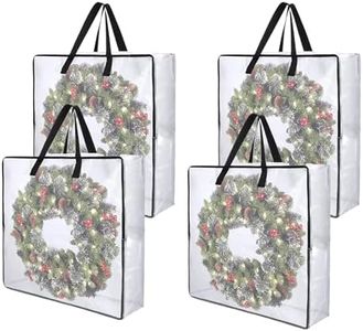 4 Pack Wreath Storage Bag, 26 Inches 90 L Wreath Storage Container, Reinforced Handles & Smooth Zippers, Foldable Large Storage Bags for Christmas/Seasonal Wreaths, Clothing, Bedding, Blankets, Toys