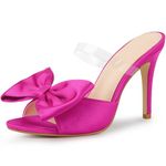 Allegra K Women's Bow Sandal Stiletto Heels Mules Heel Sandals, Hot Pink, 8