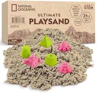 Blue Marble National Geographic Moon Sand - 24 Lb. Bulk Play Sand Kit with 6 Castle Molds (Natural) - A Fun No Mess Sensory Activity, Kids Fake Sand Play Set, Sensory Bin Filler