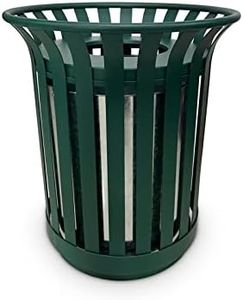 Anxeit Outdoor Metal Slatted Trash Receptacle,Waste Receptacle，Commercial Trash Cans,Zone Round Garbage Bin,Square Hotel Street Patio Indoor Metal Stan (Large - Green)