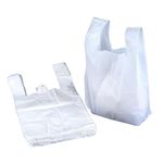 Sunrise Packaging 100 x Extra Strong Large Jumbo White Plastic Vest Carrier Bags 13"x 19"x 23" - Reusable Shopping Groceries Bags