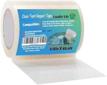 Quality Life RV Awning Repair Tape，Clear Tent Repair Tape Waterproof, for Tarp,Canvas，Boat Covers, Sail, Heavy Duty High Adhesive - 3.15in x 65.6ft