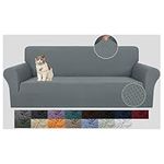 JIVINER Stretch Pet Couch Covers 3 Seater Sofa Covers 1-Piece Jacquard Sofa Slip Covers 3 Seats Washable Thick Couch Covers Furniture Protector with Elastic Bands (Sofa, Light Gray)