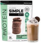 Clean Simple Eats Mint Chocolate Chip Whey Protein Powder, Natural Sweetened and Cold-Pressed Whey Protein Powder, 20 Grams of Protein, 30 Servings