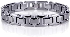 Urban Jewelry Stunning Solid Stainless Steel Link Bracelet for Men Polished Pyramid Style (Silver, 8.26 inch L,11mm W)