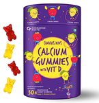 Carbamide Forte Calcium with Vitamin D Gummies for Kids | Calcium Gummies for Kids for Stronger Bones, Joints & Teeth & Immunity - Mango & Strawberry Flavour - 30 Veg Gummies