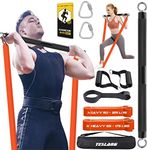 TESLANG Resistance Band Bar, Heavy Resistance Bands with Bar for Men, 500 LBS Strength Training Bars for Chest Press Deadlift Squats Curl, Workout Bands with Handles, Portable Home Workout Equipment