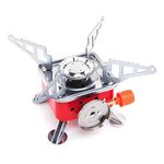 Ship Sai Traders Camping Gas Stove Folding Furnace 2800W Outdoor Stove Picnic Cooking Gas Burners Backpacking Furnace Butane, Red - Aluminium