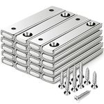 MIKEDE 20 Pack Magnets with Holes, 70LB Strong Neodymium Bar Magnets Heavy Duty, 60x13.5x5mm Rare Earth Magnets with Countersunk Hole, Magnetic Strips with Screws for Holding Tools, Hanging, Project
