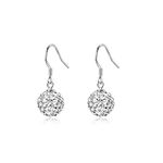 SLUYNZ 925 Sterling Silver Dangle Earrings Drop Ball Earrings for Women Shiny CZ Ball Drop Earrings Dangle