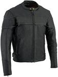 Milwaukee Leather SH1785 Men's Black Leather Scooter Style Motorcycle Jacket w/Side Stretch and Reflective Piping - X-Large