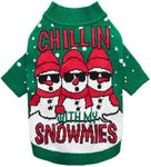 Fitwarm Chillin with My Snowmies Dog Ugly Christmas Sweater, Winter Dog Clothes for Small Dogs Girl Boy, Pet Holiday Sweatshirt, Xmas Snowman Outfit, Green, Red, White, XXL