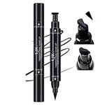 Aturmc Seal Double Head Eyeliner Pen（2 Pack） Non-Smudging Waterproof Quick-Drying Triangular Liquid Eyeline Pencil Does Not Fade Easily 2in1 Triangular Wing Seal Liquid Eyeliner Stamp