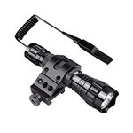 WINDFIRE 501B LED Torch Tactical Flashlight, WindFire 8000 Lumen Hunting Torch Flashlight with Picatinny Rail Offset Ring Side Mount & Pressure Switch (Not Included Battery)