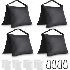 4 Packs Sandbags for Photography Video Stand, Pre-filled Weight Bags with Zipper and Buckle Straps, Heavy Duty Saddlebags for Tripod Light Stand, Outdoor Canopy Pop up Tent, Photo Studio Boom Brackets