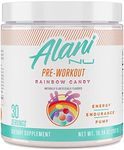 Alani Nu Pre Workout Supplement Powder for Energy, Endurance & Pump Sugar Free Formulated with Amino Acids Like L-Theanine to Prevent Crashing Rainbow Candy, 30 Servings