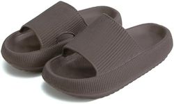 Pillow Slippers Rosyclo Massage Shower Bathroom Non-Slip Quick Drying Open Toe Super Soft Comfy Thick Sole Home House Cloud Cushion Slide Sandals for Indoor&Outdoor(8.5-9 Women/7-8 Men,Dark Chocolate)