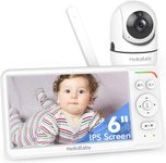 HelloBaby Baby Monitor with Camera and Night Vision, World First 6" Split Screen 30-Hrs Battery, 1000ft, No WiFi, Remote Pan/Tilt/Zoom Camera, VOX ECO, 2-Way Talk, Portable Screen for Travel